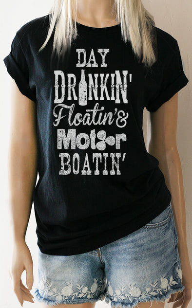 River Shirts. Day Drinkin' Floatin' & Motor Boatin' Unisex T-Shirt. River T-Shirts. Summer Shirts. Graphic Tee. Vacation Shirt. - Southern Girl Apparel® - southerngirlapparel.com