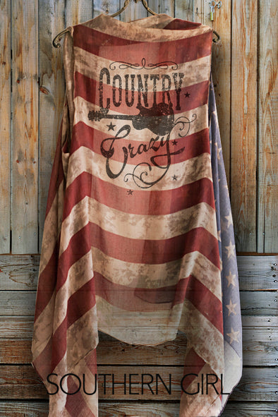 "Country Crazy" Vintage American Flag Vest - Southern Girl®