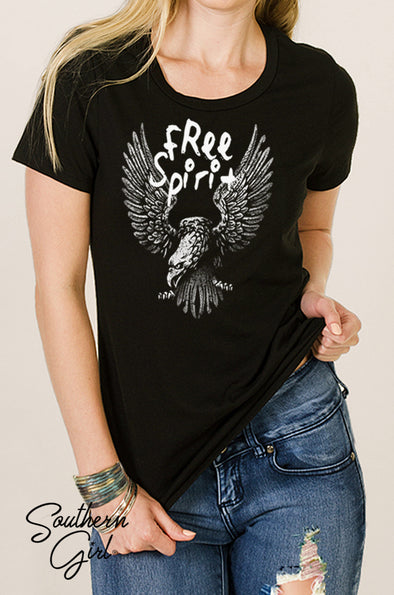 Women's Eagle Free Spirit Black T Shirt - Southern Girl 