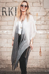 White to Charcoal Ombre Open Front Kimono - Southern Girl 