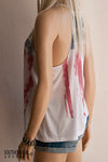 Women's American Flag High Neck Spaghetti Strap Loose Fitting Tank Top - Southern Girl 