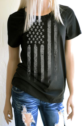 Black T-Shirt with White Flag – Southern Girl Apparel – southerngirlapparel.com