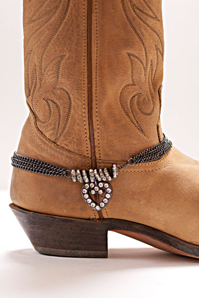 Jeweled Heart & Rings Boot Jewelry