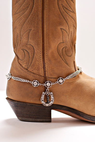 Jeweled Horseshoe &Chain Boot Jewelry