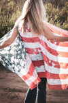 American Flag Red White and Blue semi sheer Kimono Vest - Southern Girl 