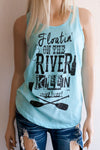 Floatin’ On the River Killin’ My Liver Women’s Light Blue Racerback Tank Top – Southern Girl Apparel – southerngirlapparel.com