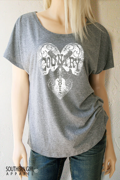 Heart Country Music Scoop Neck Dolman Sleeve Top - Southern Girl Apparel® - southerngirlapparel.com