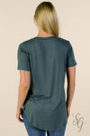 Women's Indigo Blue Distressed V Neck T-Shirt - Southern Girl 