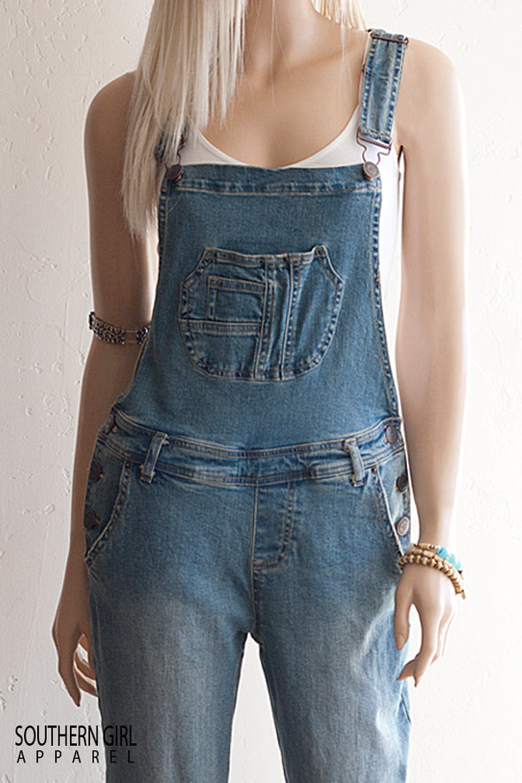 Women's Denim Bib Overall Pants - Southern Girl 