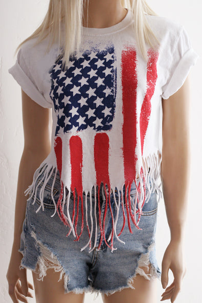 American Flag T-Shirt with Fringe – Southern Girl Apparel – southerngirlapparel.com