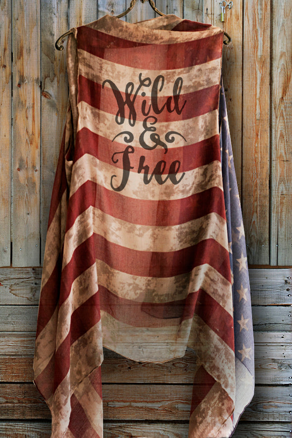 "Wild & Free" Vintage American Flag Vest - Southern Girl Apparel - SouthernGirlApparel.com