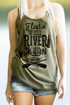 Floatin’ On the River Killin’ My Liver Women’s Military Green Racerback Tank Top – Southern Girl Apparel – southerngirlapparel.com