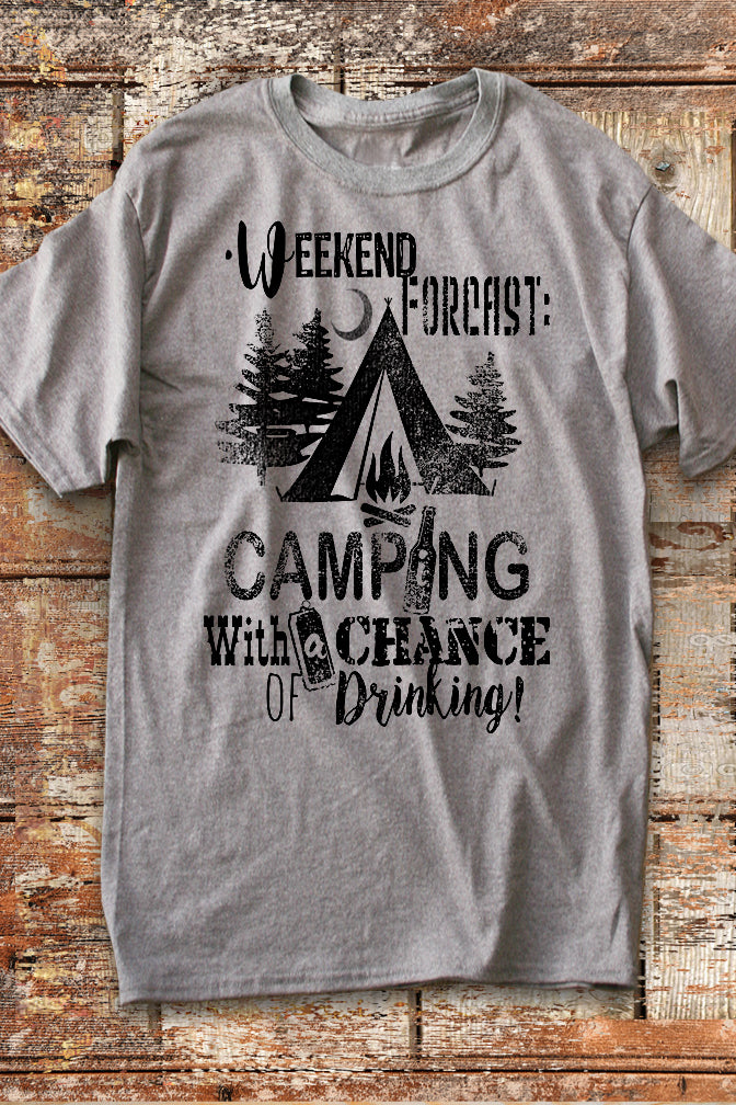 Camping Shirt Weekend Forecast for Women or Men-Southern Girl Apparel M / Light Blue
