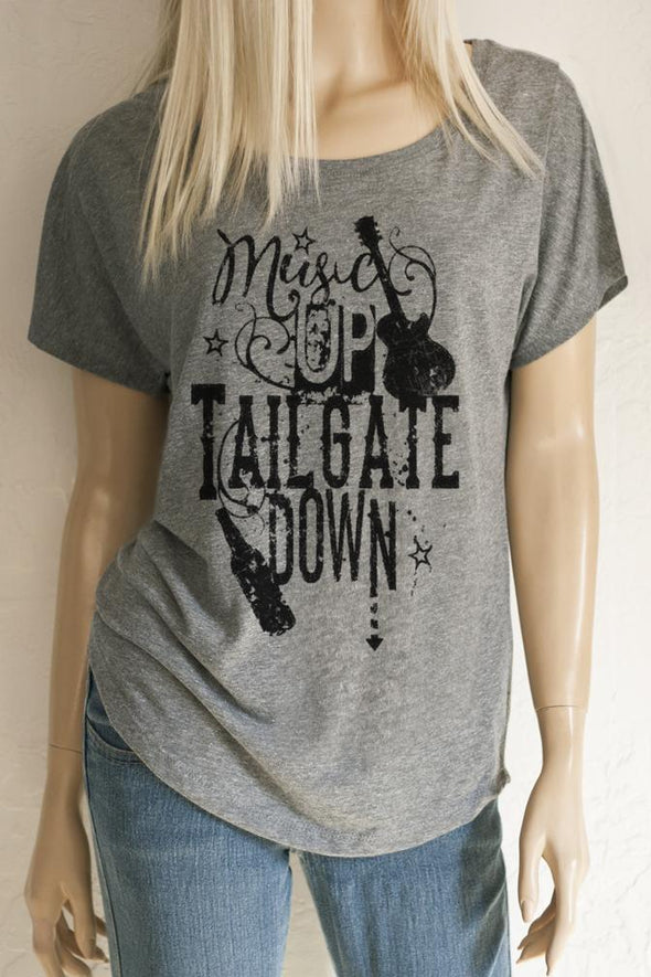 Music Up Tailgate Down Scoop Neck Dolman Sleeve Tri-blend Top - Southern Girl 