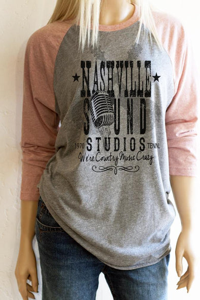 Nashville Sound Studio 3/4 length raglan sleeve baseball Tee - Southern Girl 