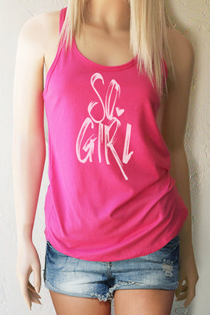 So. Girl Pink Racerback Tank Top - Southern Girl Apparel® - southerngirlapparel.com