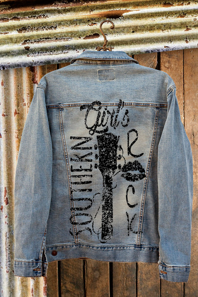 Southern Girl's Rock Denim Jacket back- Unisex Sizing - Southern Girl Apparel® - southerngirlapparel.com