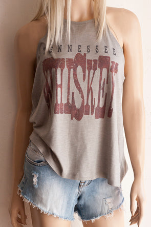 Tennessee Whiskey High Neck, Spaghetti Strap Tank Top - Southern Girl 