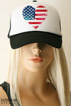 Red White and Blue Heart American Flag Trucker Hat - Southern Girl 