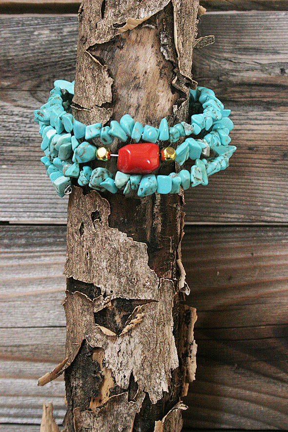 Faux Turquoise Spiral Wrap Bracelet - Southern Girl 