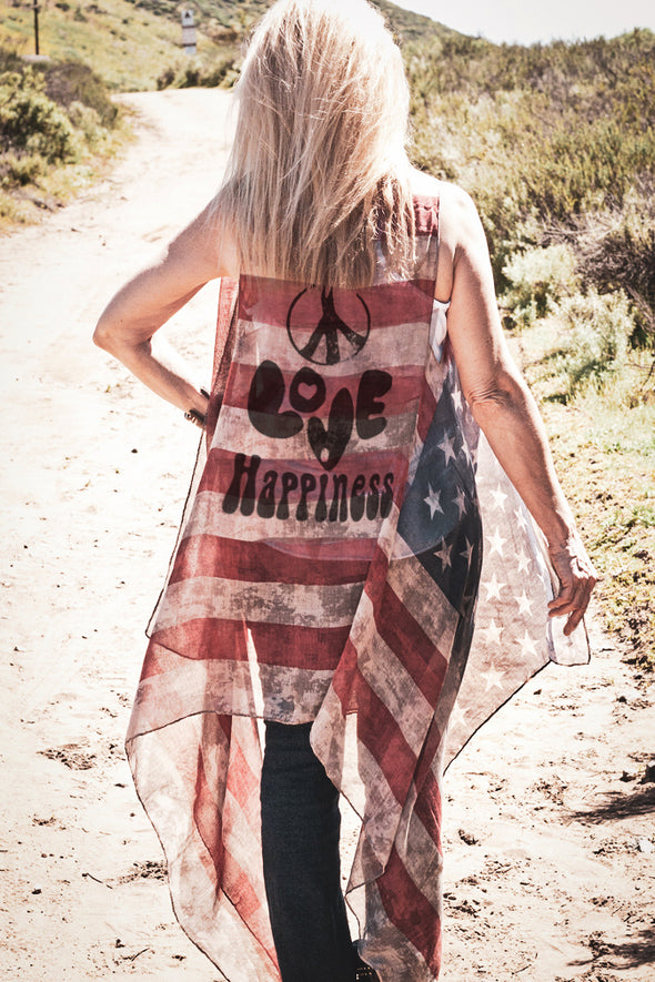 Peace Love Happiness American Flag Vest by Southern Girl Apparel – southerngirlapparel.com