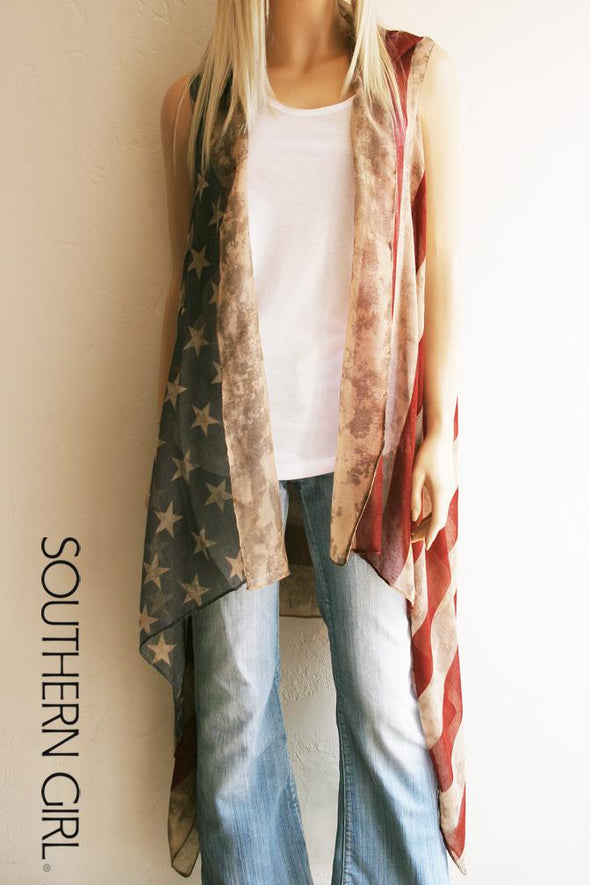 "I Pledge Allegiance to the Flag" Vintage American Flag Vest front – Southern Girl Apparel® - southerngirlapparel.com