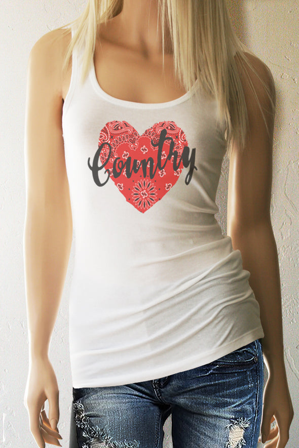 Bandana Heart Country Scoop Neck Tank Top - Southern Girl Apparel® - southerngirlapparel.com