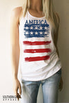America Red White and Blue American Flag Racerback Tank Top - Southern Girl 