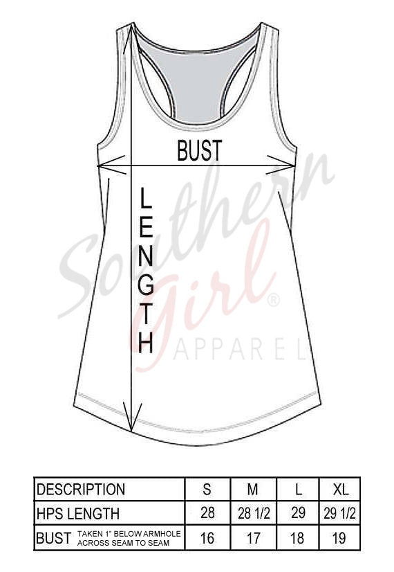 River Girl Tank Top Size  Chart - Southern Girl Apparel® - southerngirlapparel.com