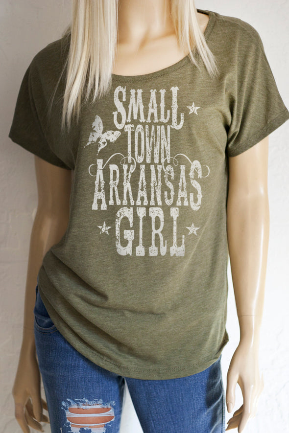 Small Town "Your State Here" Girl Scoop Neck Dolman Sleeve Top - ALL 50 STATES AVAILABLE T-Shirts - SouthernGirlApparel.com