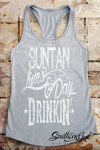 Suntan Lines and Day Drinkin’ Women’s Heather Grey Racerback Tank Top – Southern Girl Apparel – southerngirlapparel.com