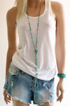Turquoise color Beaded Necklace knotted worn as bracelet also – Southern Girl Apparel – southerngirlapparel.com