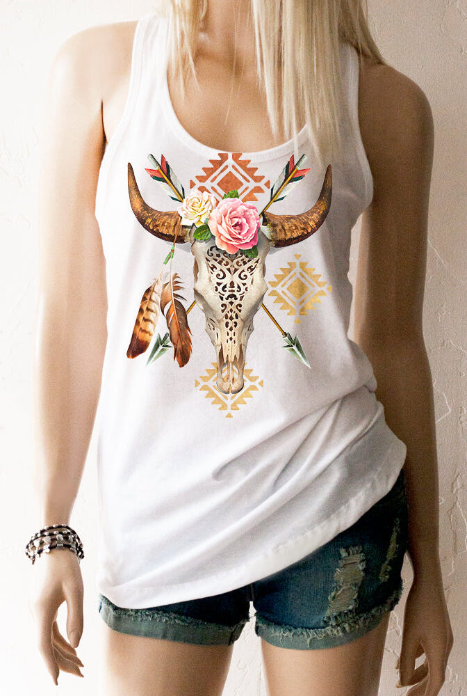 Boho Bull Skull and Roses by Southern Girl Apparel