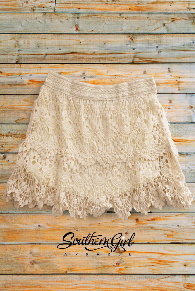 Cream colored Crocheted Skirt - Southern Girl