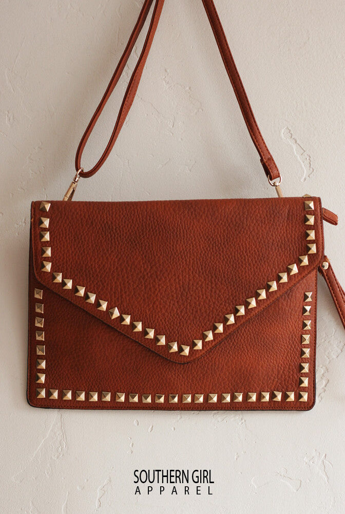 Faux Leather & Studs Crossbody or Clutch Purse - Southern Girl 