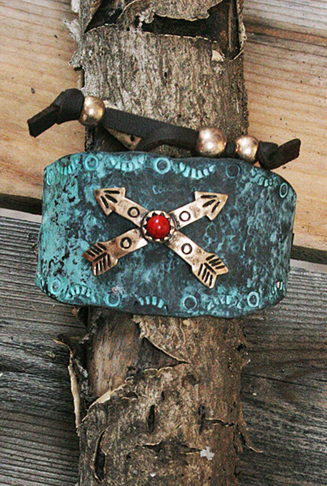 Crossed Arrows Metal Adjustable Patina Bracelet - Southern Girl 