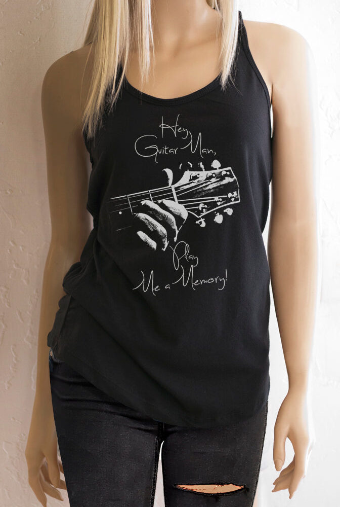 Hey Guitar Man, Black Racerback Tank Top