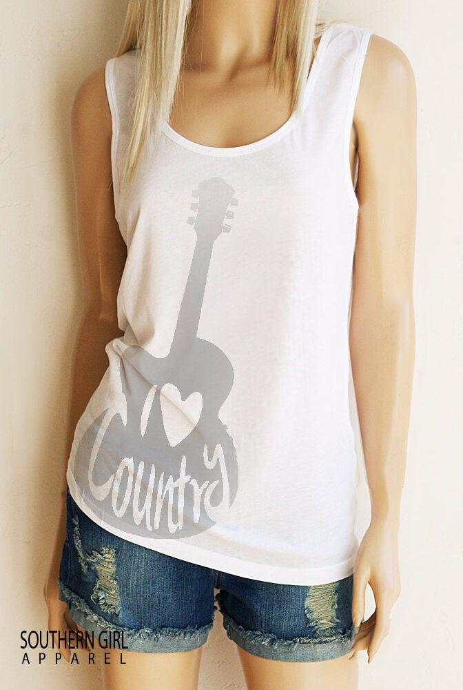 I Heart Country Scoop Neck, Full Back Tank Top Tank Top - SouthernGirlApparel.com