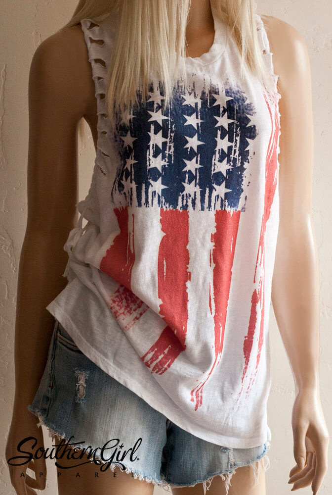 American Flag Braided Racerback Tank Top - Limited Edition - Southern Girl
