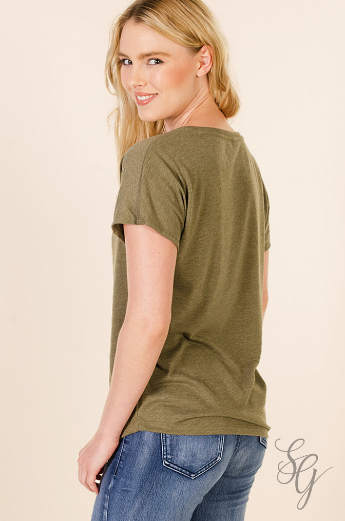 Military Green Dolman Sleeve T Shirt - Southern Girl