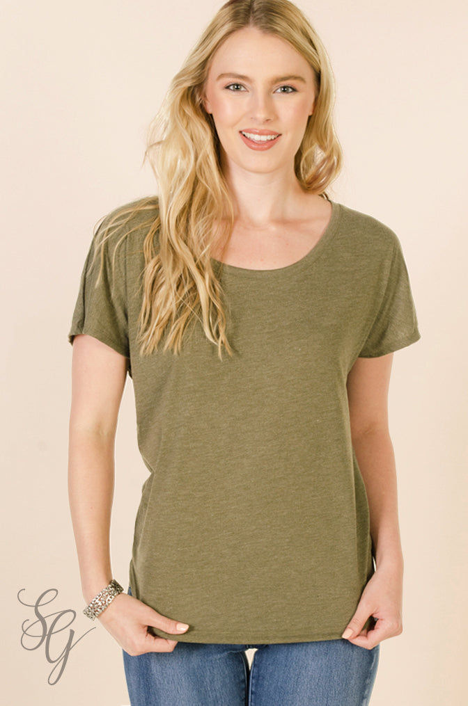 Military Green Dolman Sleeve T Shirt - Southern Girl