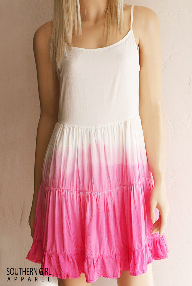 Women's Dip Dyed White to Pink Sundress - Southern Girl