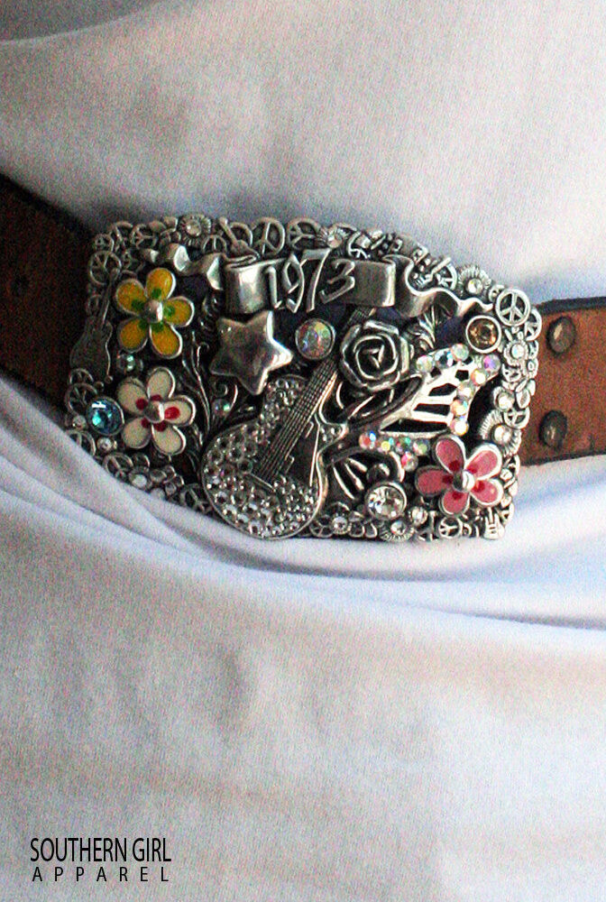 Rodeo Style Rhinestone Belt Buckle - Southern Girl 