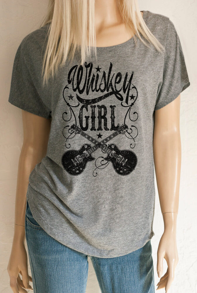 Whiskey Girl Scoop Neck Dolman Sleeve Tri-blend Tee - Southern Girl