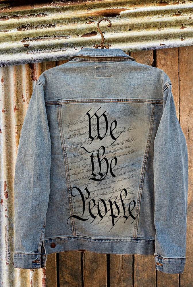 We The People Denim Jacket back– Southern Girl Apparel® - southerngirlapparel.com