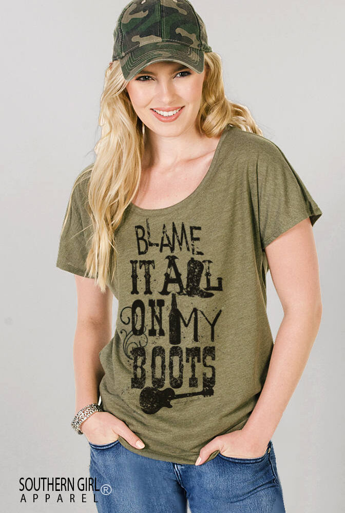 Blame It All on My Boots Country Dolman Sleeve. Country Shirts. Country T Shirt. Country Music Concert. Music Festival. Country Music Shirts - Southern Girl