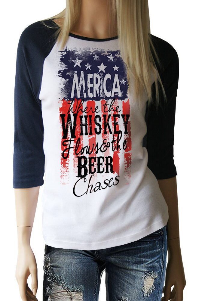 Redneck. Merica Baseball Shirt. Redneck Girl. American Flag. USA. US Flag. Whiskey Shirt. Southern Shirts. Country Girl Shirt. Country Girl. - Southern Girl