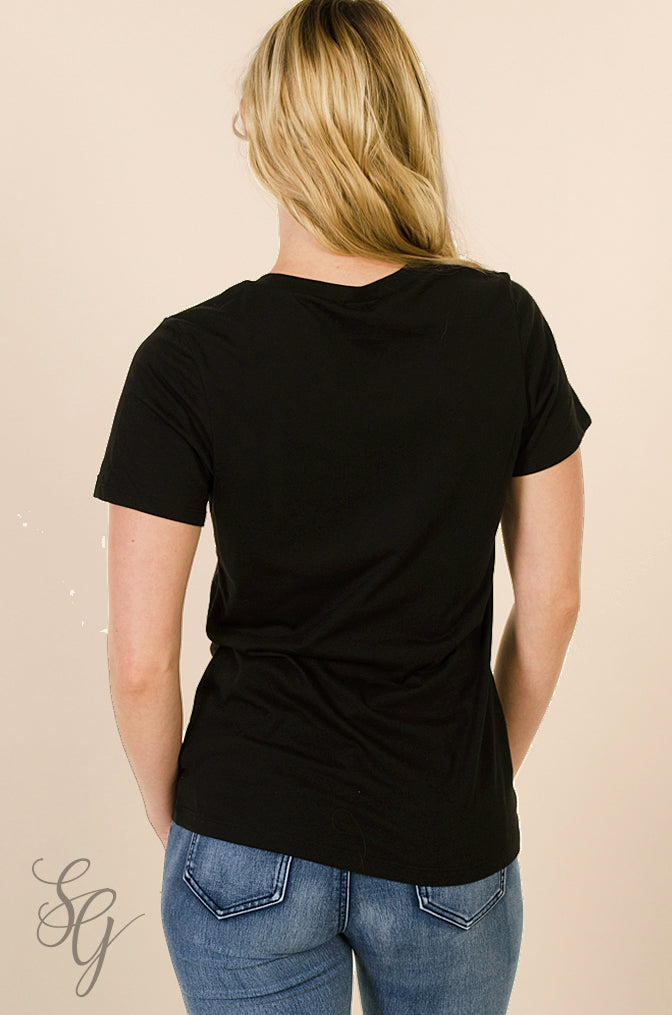 White Stars & Stripes Women's Free Spirit Black T Shirt - Image 2
