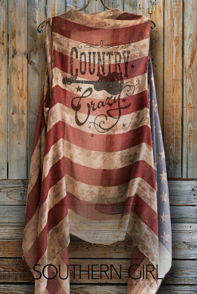 "Country Crazy" Vintage American Flag Vest