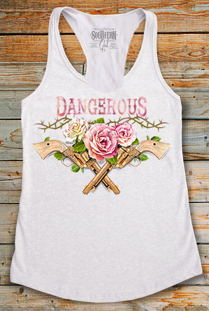 Dangerous Roses & Guns Racerback Tank Top